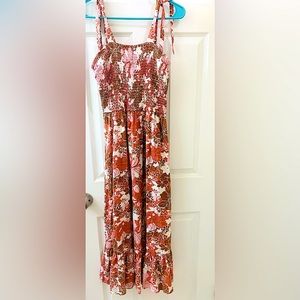 New with tags Jessica Simpson Floral print Maxi/MIDI Dress with tie straps flare
